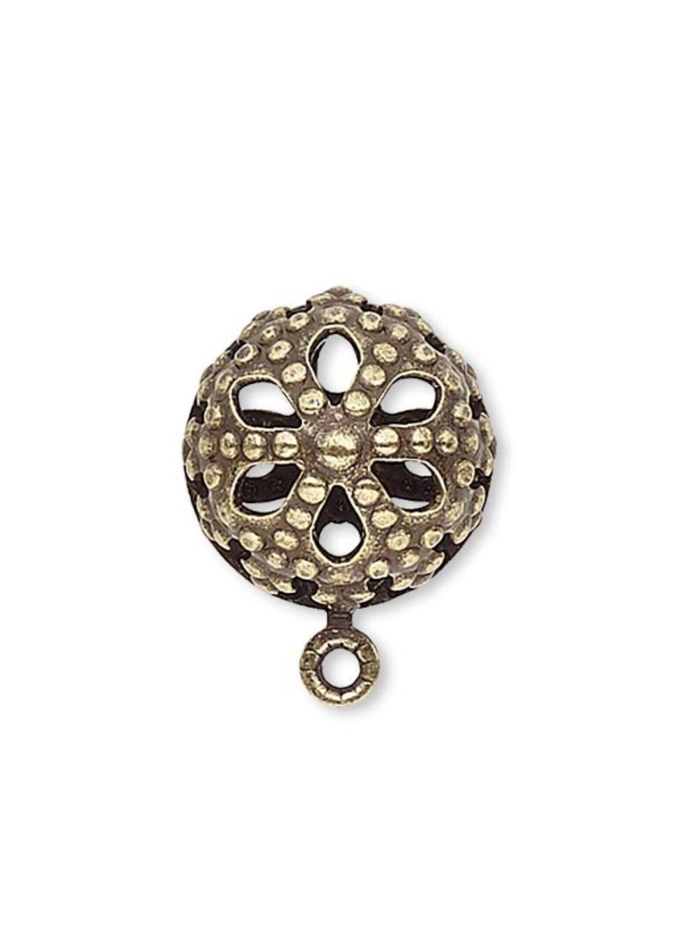 Lacy Bronze Antique Brass Domed 10mm Filigree Stud Post Earring Findings 10 pcs